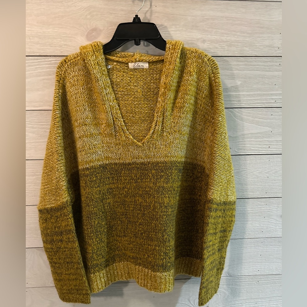 Elan Mustard and Olive V-Neck Sweater